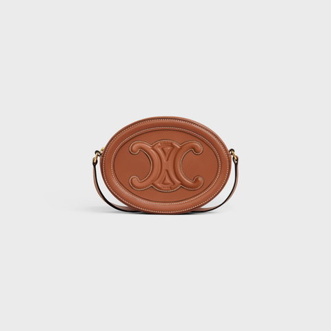 Replicate CROSSBODY OVAL PURSE CUIR TRIOMPHE IN SMOOTH CALFSKIN TAN(1:1 replica)