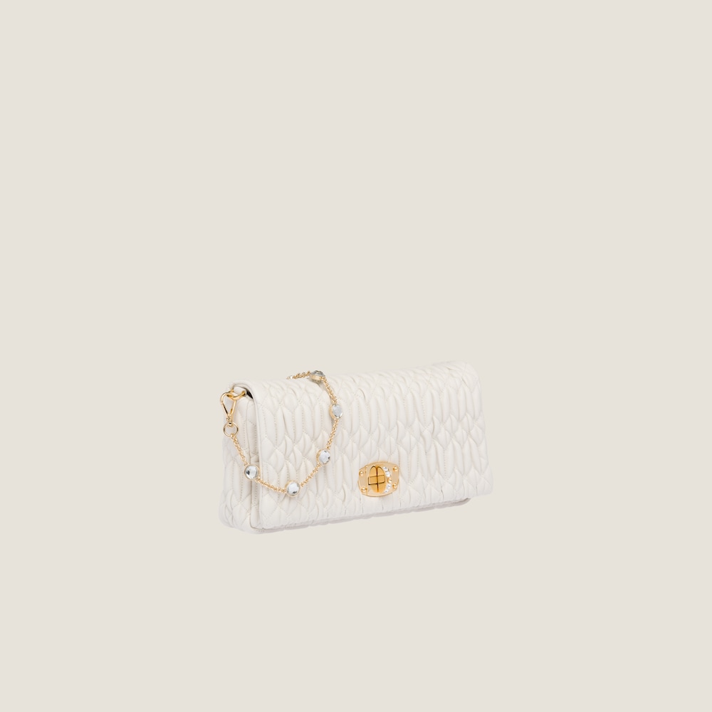 Replicate Miu Crystal Cloqué Nappa leather bag(1:1 replica)