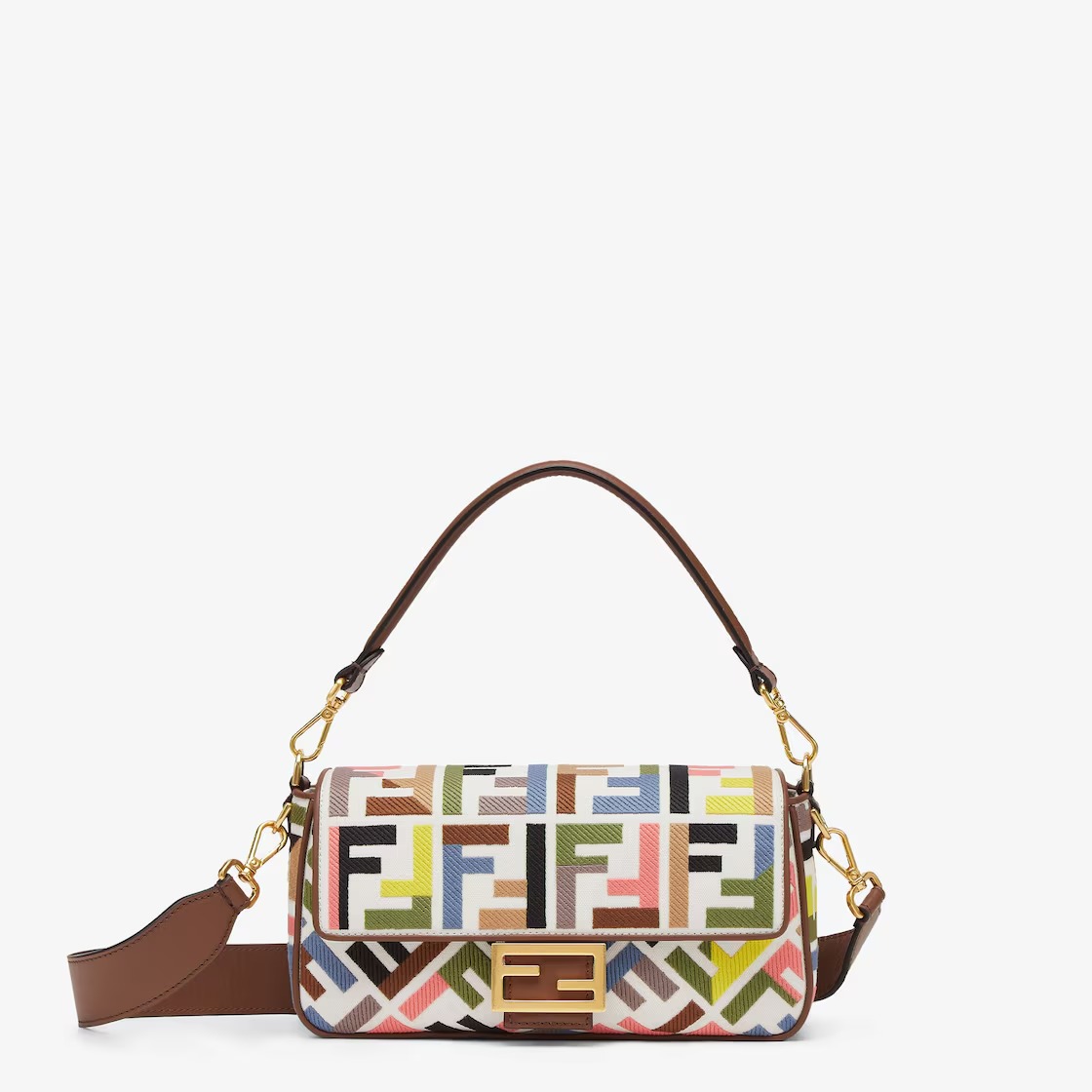 Replicate Baguette Canvas Bag With Multicolor FF Embroidery(1:1 replica)