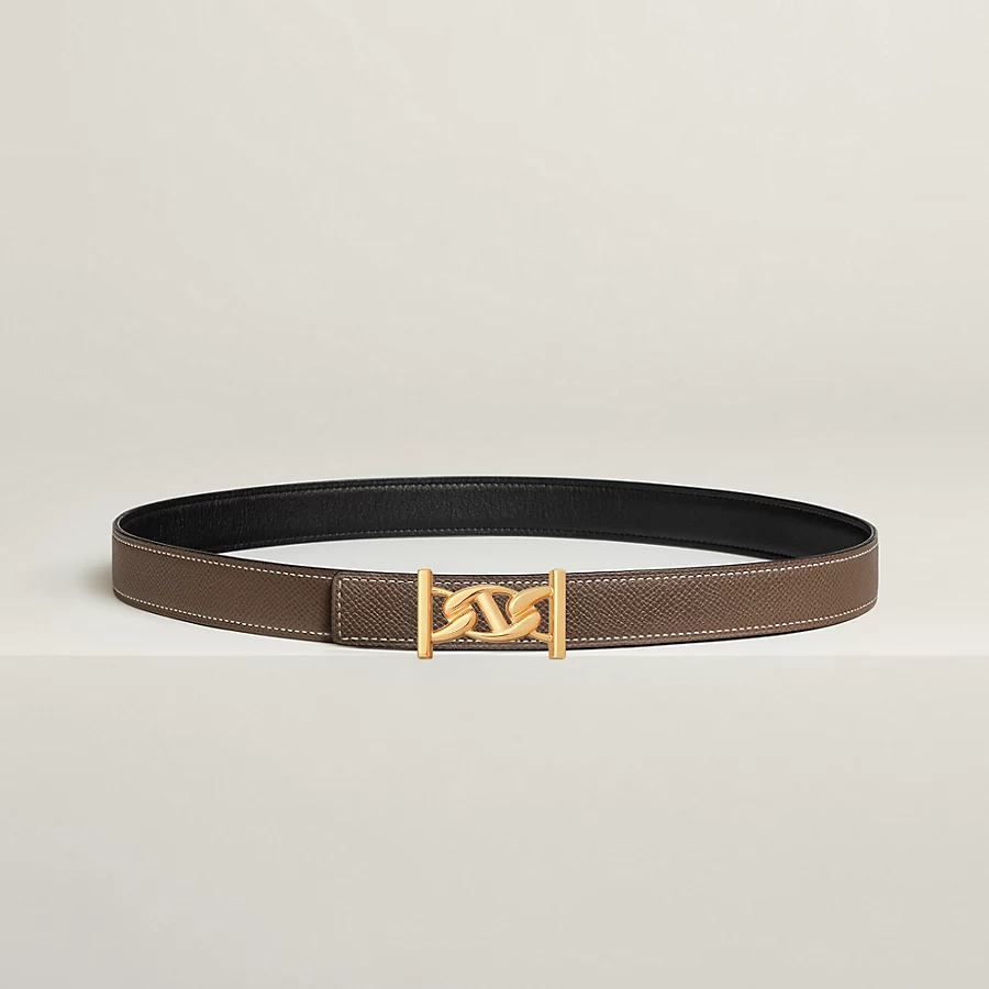 Replicate My H belt buckle   Reversible leather strap 24 mm(1:1 replica)