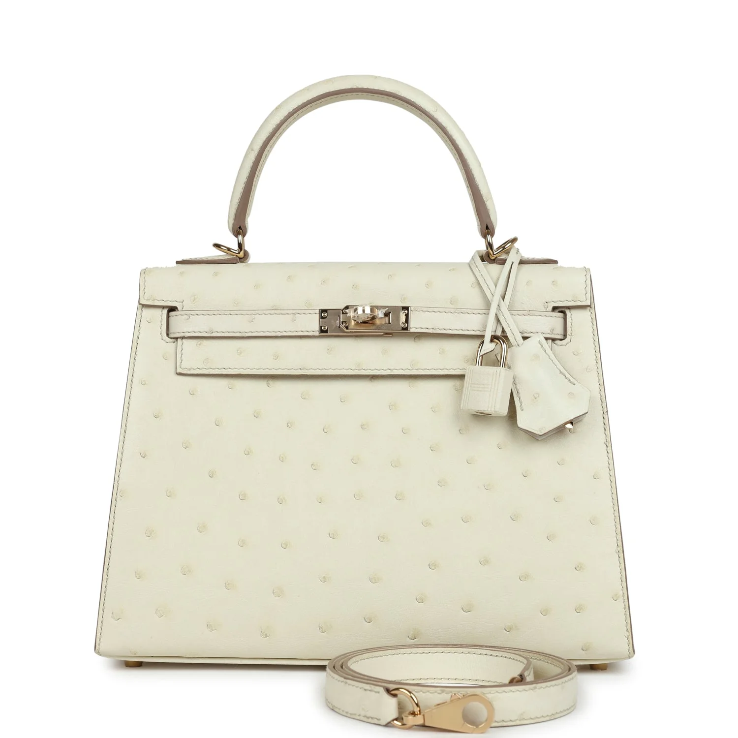 Replicate Hermes Special Order (HSS) Kelly Sellier 25 Nata Verso Ostrich Permabrass Hardware(1:1 replica)