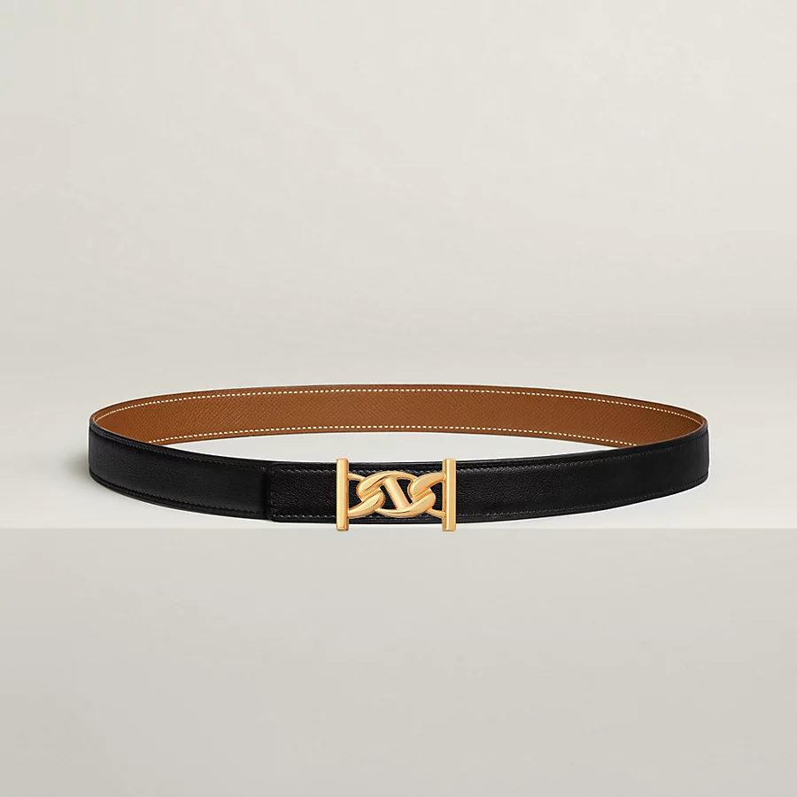Replicate My H belt buckle   Reversible leather strap 24 mm(1:1 replica)