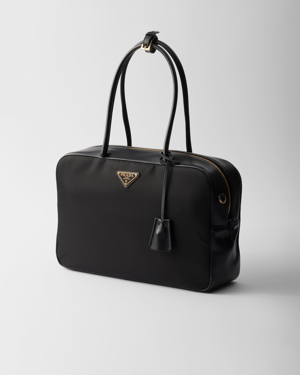 Replicate Large Re-Nylon and Leather Top-Handle Bag With Padlock(1:1 replica)