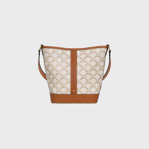 Replicate SMALL BUCKET IN TRIOMPHE CANVAS AND CALFSKIN WHITE(1:1 replica)