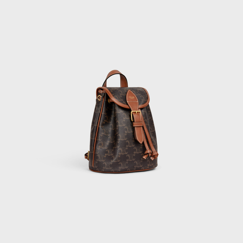 Replicate MINI BACKPACK FOLCO IN TRIOMPHE CANVAS AND CALFSKIN TAN(1:1 replica)
