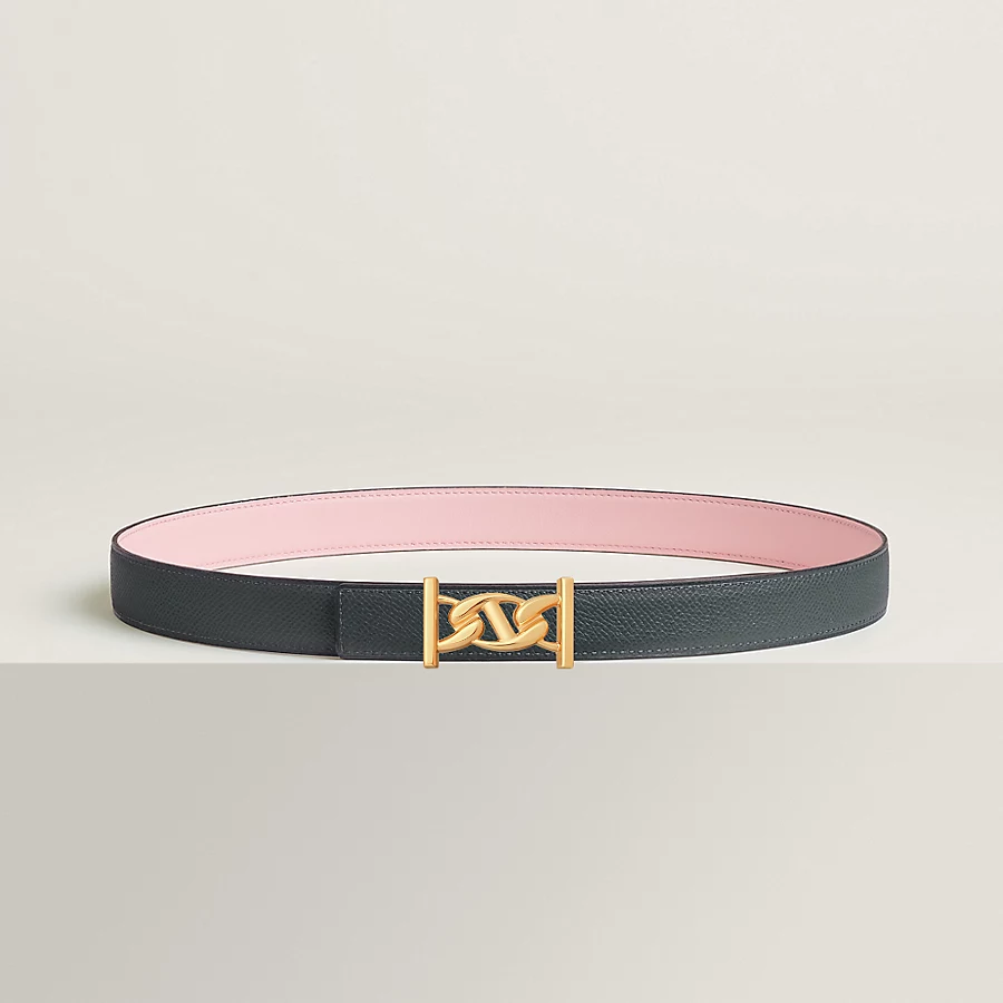 Replicate My H belt buckle   Reversible leather strap 24 mm(1:1 replica)
