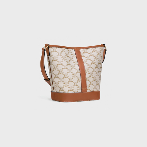 Replicate SMALL BUCKET IN TRIOMPHE CANVAS AND CALFSKIN WHITE(1:1 replica)