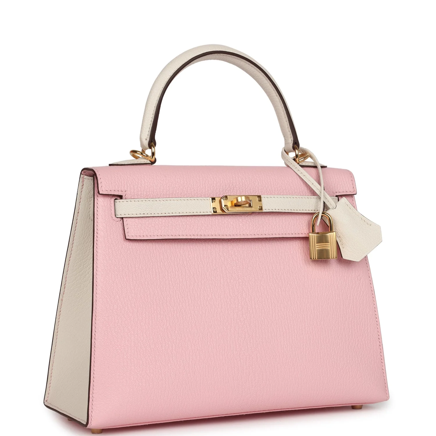 Replicate Hermes Special Order (HSS) Kelly Sellier 25 Rose Sakura and Nata Chevre Gold Hardware(1:1 replica)