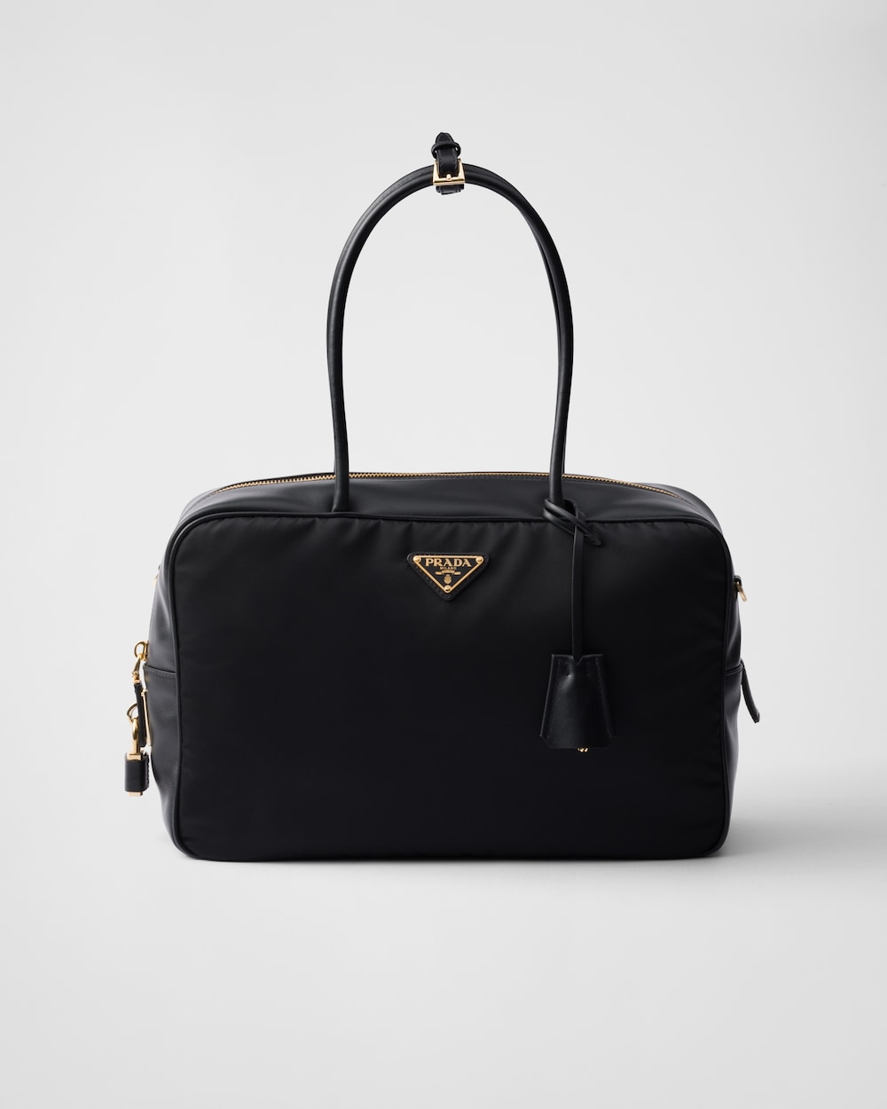 Replicate Large Re-Nylon and Leather Top-Handle Bag With Padlock(1:1 replica)