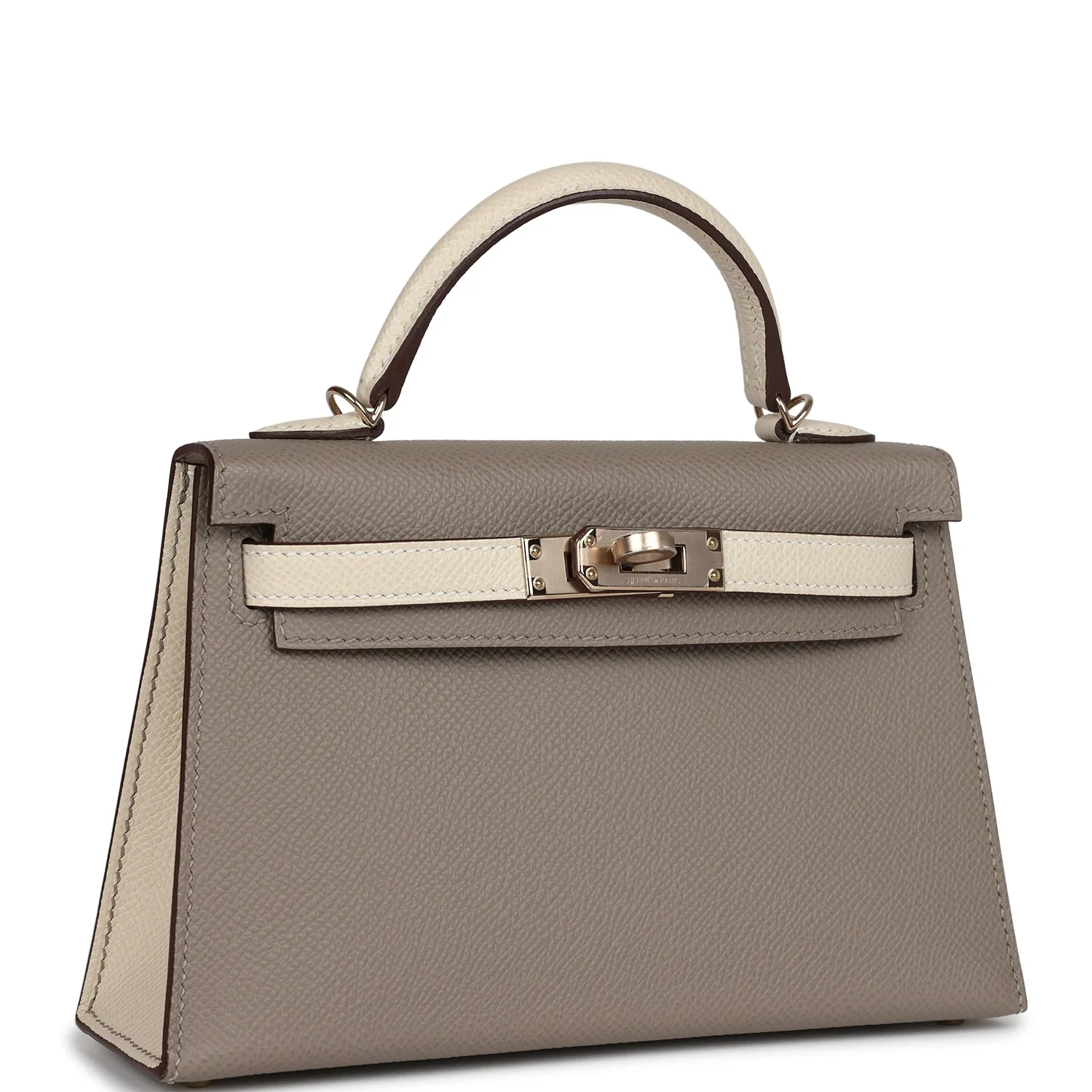 Replicate Hermes Special Order (HSS) Kelly Sellier 20 Craie and Gris Asphalte Epsom Permabrass Hardware(1:1 replica)