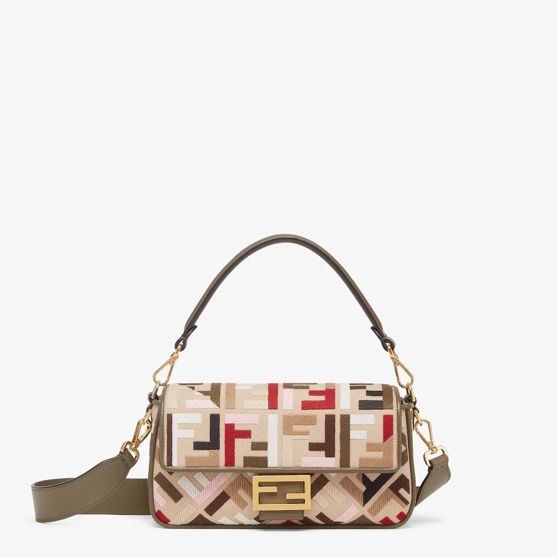 Replicate Baguette Canvas Bag With Multicolor FF Embroidery(1:1 replica)