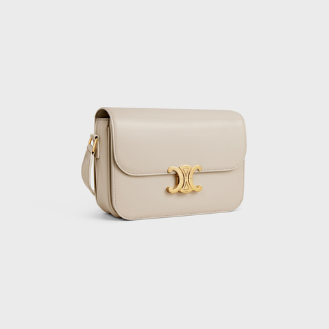 Replicate CLASSIQUE TRIOMPHE BAG IN SHINY CALFSKIN LIGHT STONE(1:1 replica)