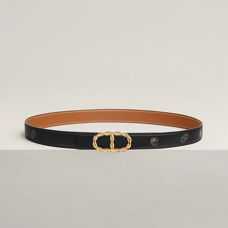 Replicate Maillon Torsade belt buckle   Hermès sur Mer reversible leather strap 24 mm(1:1 replica)