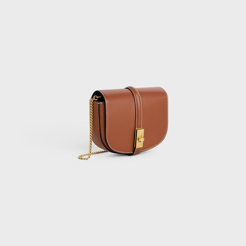 Replicate SMALL 16 WALLET ON CHAIN IN SHINY CALFSKIN TAN(1:1 replica)
