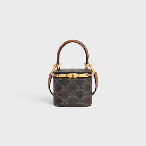 Replicate MINI VANITY CASE IN TRIOMPHE CANVAS AND CALFSKIN TAN(1:1 replica)