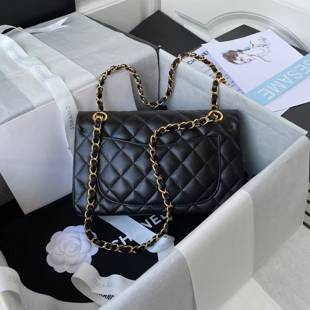Replicate Chanel Small Classic Handbag Caviar Gold Hardware(1:1 replica)