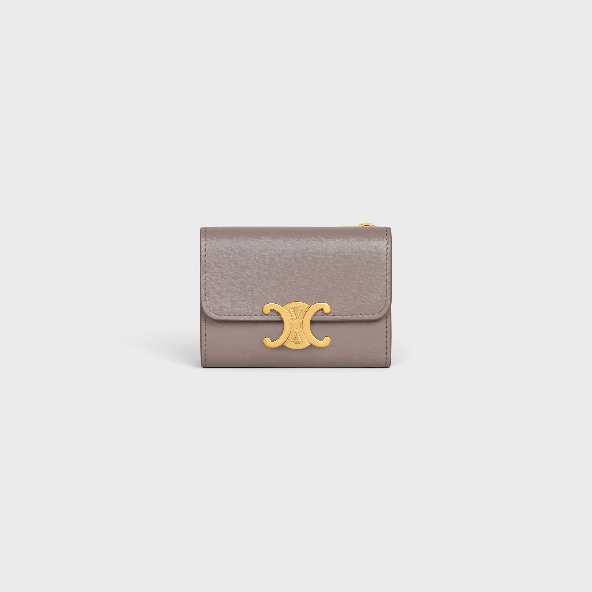 Replicate COMPACT WALLET WITH COIN TRIOMPHE IN SHINY CALFSKIN PEBBLE(1:1 replica)