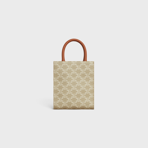 Replicate MINI VERTICAL CABAS IN TRIOMPHE CANVAS AND CALFSKIN GREGE(1:1 replica)
