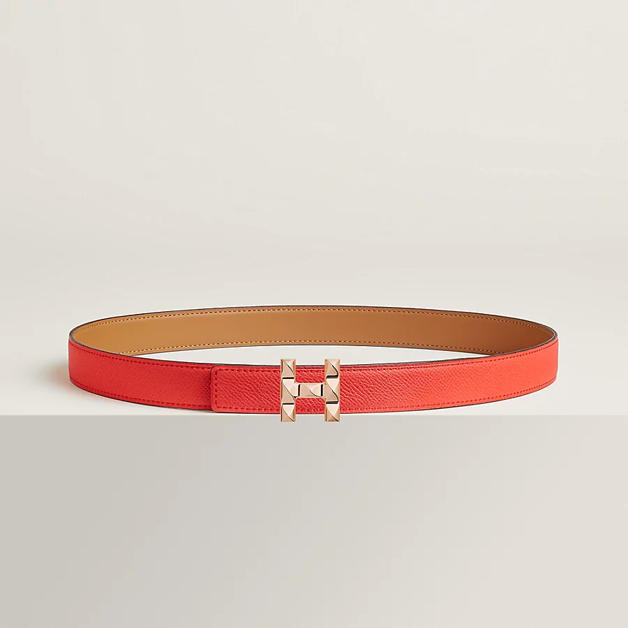 Replicate H Infini belt buckle   Reversible leather strap 24 mm(1:1 replica)
