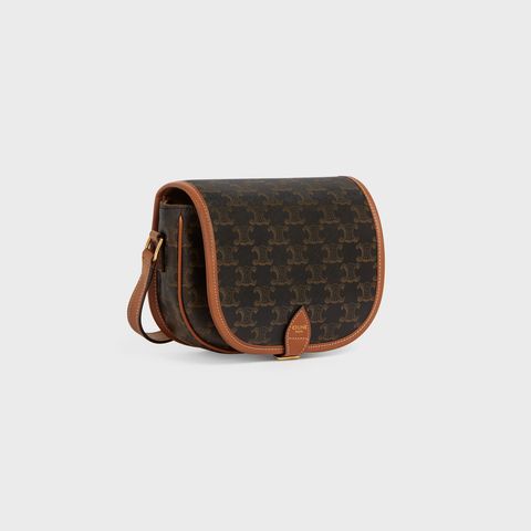 Replicate MEDIUM FOLCO BAG IN TRIOMPHE CANVAS AND CALFSKIN TAN(1:1 replica)