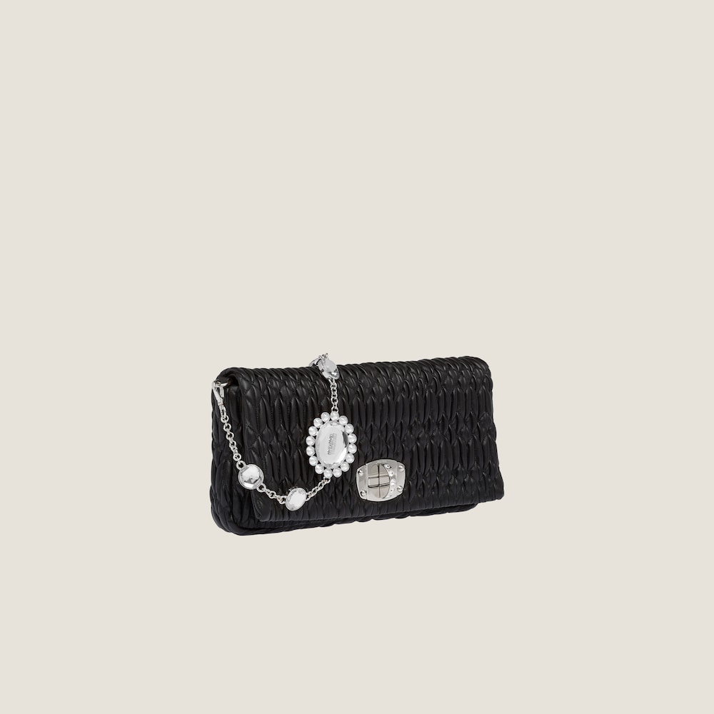 Replicate Miu Miu Iconic Crystal Cloqué Nappa leather bag(1:1 replica)