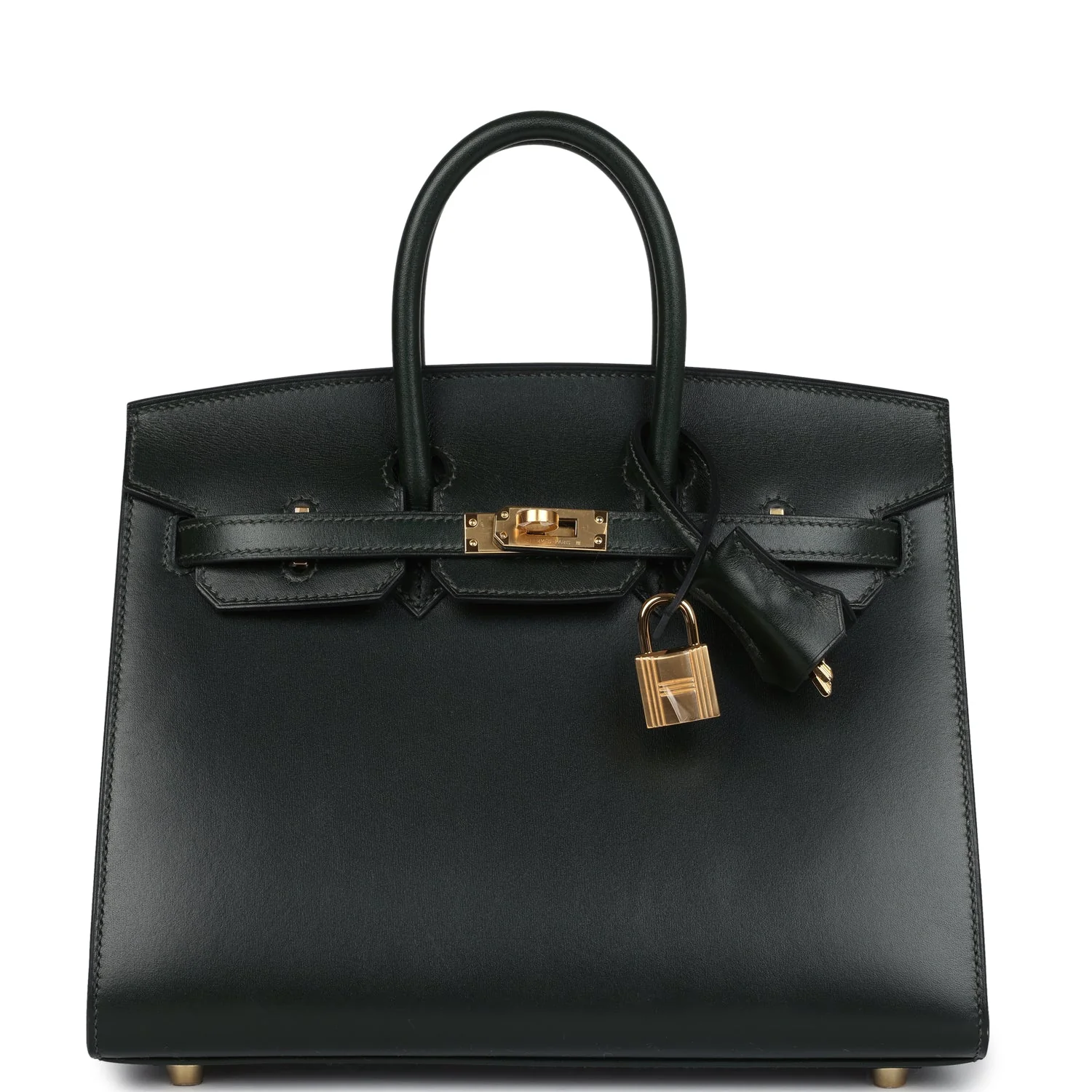 Replicate Hermes Birkin Sellier 25 Vert Fonce Box Gold Hardware(1:1 replica)