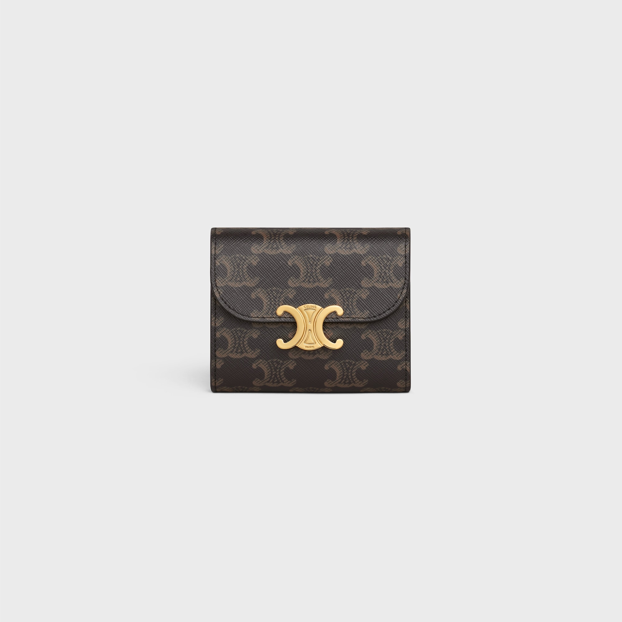 Replicate SMALL FLAP WALLET TRIOMPHE IN TRIOMPHE CANVAS TAN(1:1 replica)