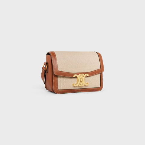 Replicate TEEN TRIOMPHE BAG IN TEXTILE AND CALFSKIN NATURAL / TAN(1:1 replica)