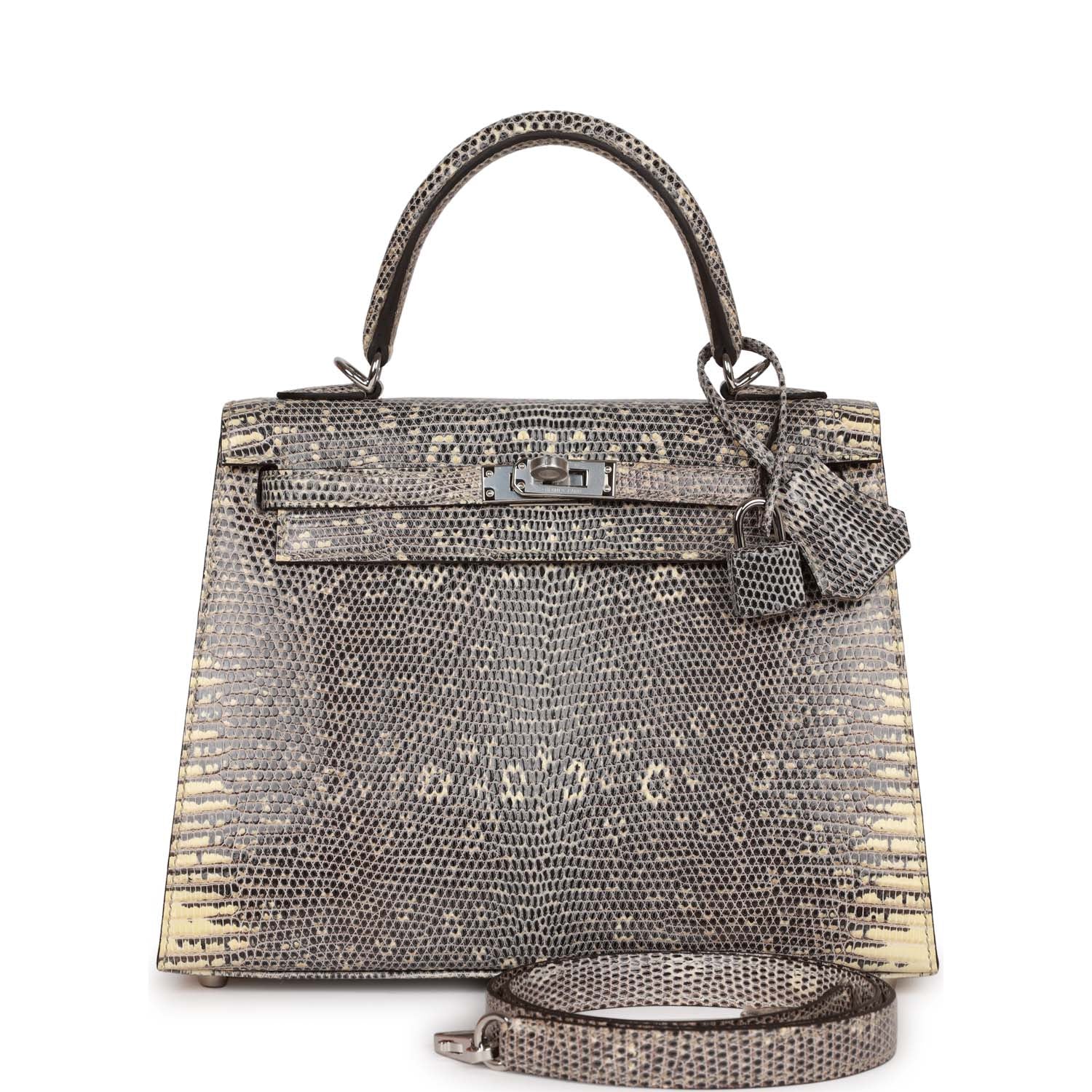 Replicate Hermes Kelly Sellier 25 Ombre Varanus Salvator Lizard Palladium Hardware(1:1 replica)