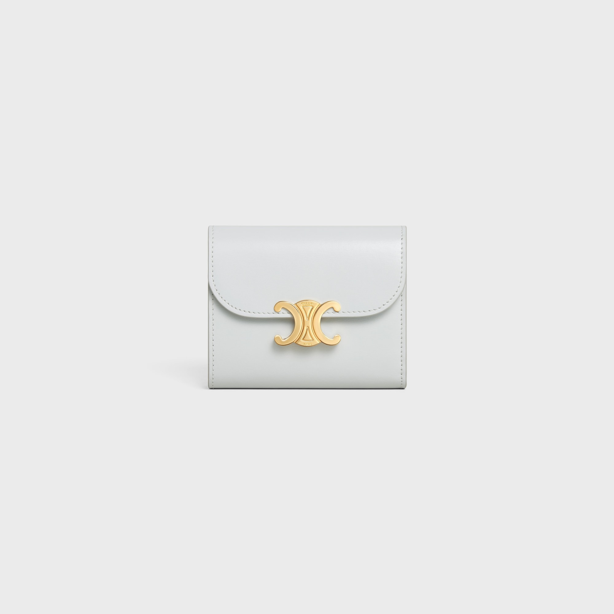 Replicate SMALL FLAP WALLER TRIOMPHE IN SHINY CALFSKIN MOON(1:1 replica)