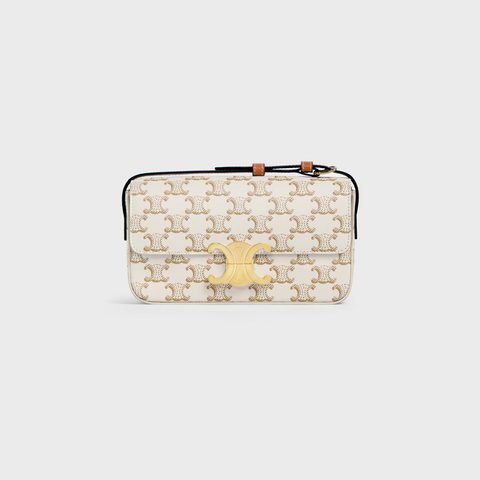 Replicate SHOULDER BAG CLAUDE IN TRIOMPHE CANVAS AND CALFSKIN WHITE(1:1 replica)