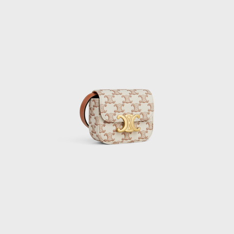 Replicate MINI CLAUDE IN TEXTILE WITH TRIOMPHE PRINT AND CALFSKIN WHITE(1:1 replica)