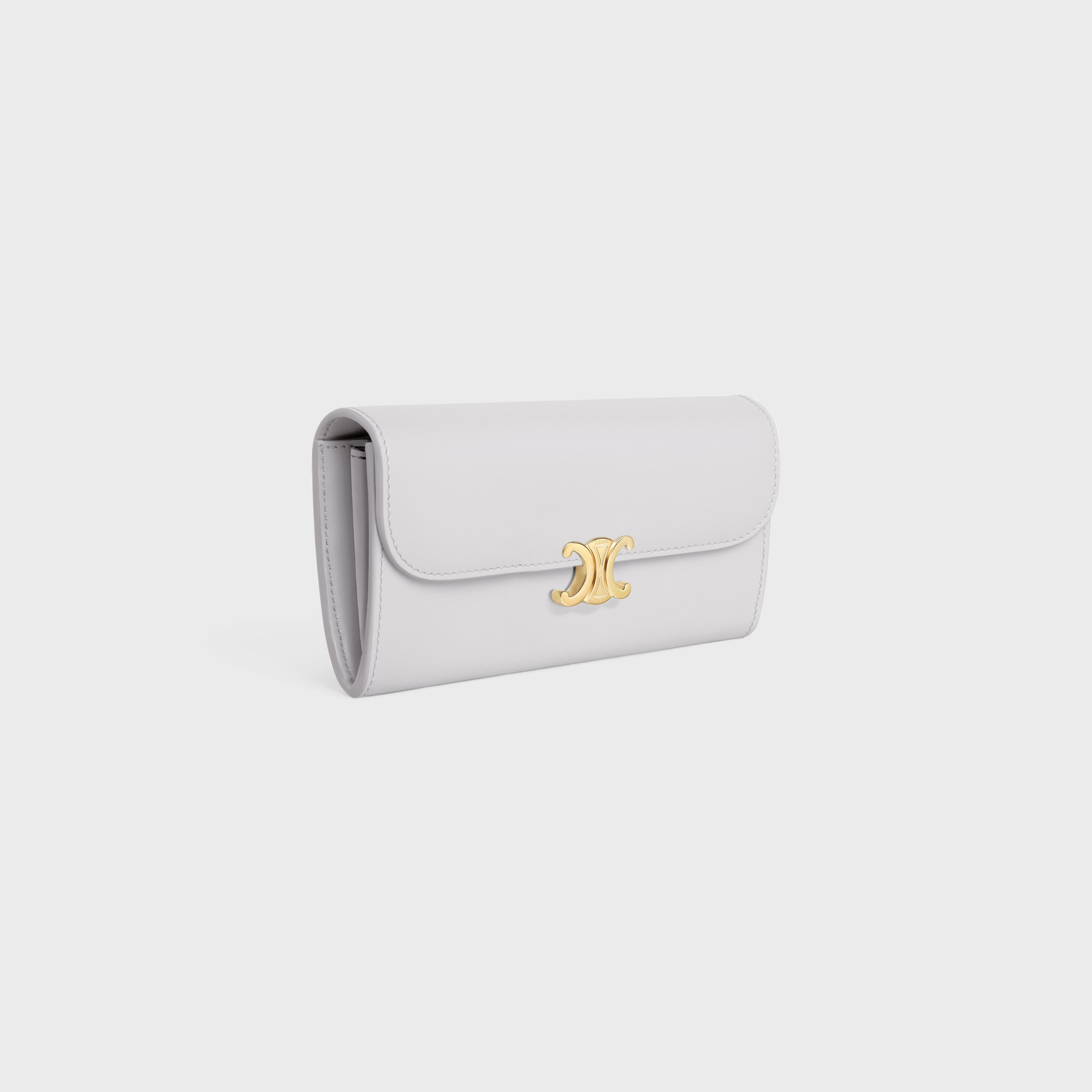 Replicate LARGE WALLET TRIOMPHE IN SHINY CALFSKIN CLOUDY GREY(1:1 replica)