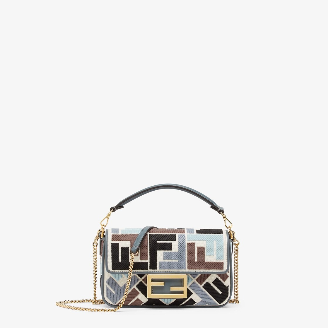 Replicate Baguette Mini Canvas Bag With Multicolor FF Embroidery(1:1 replica)