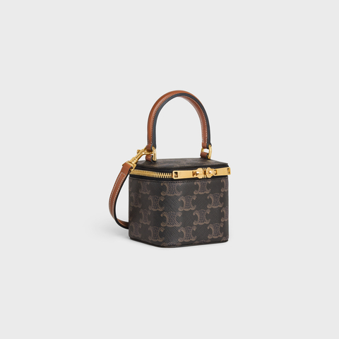 Replicate MINI VANITY CASE IN TRIOMPHE CANVAS AND CALFSKIN TAN(1:1 replica)