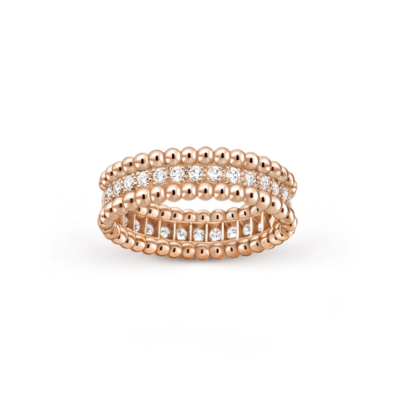 Replicate Perlée diamonds ring, 1 row(1:1 replica)