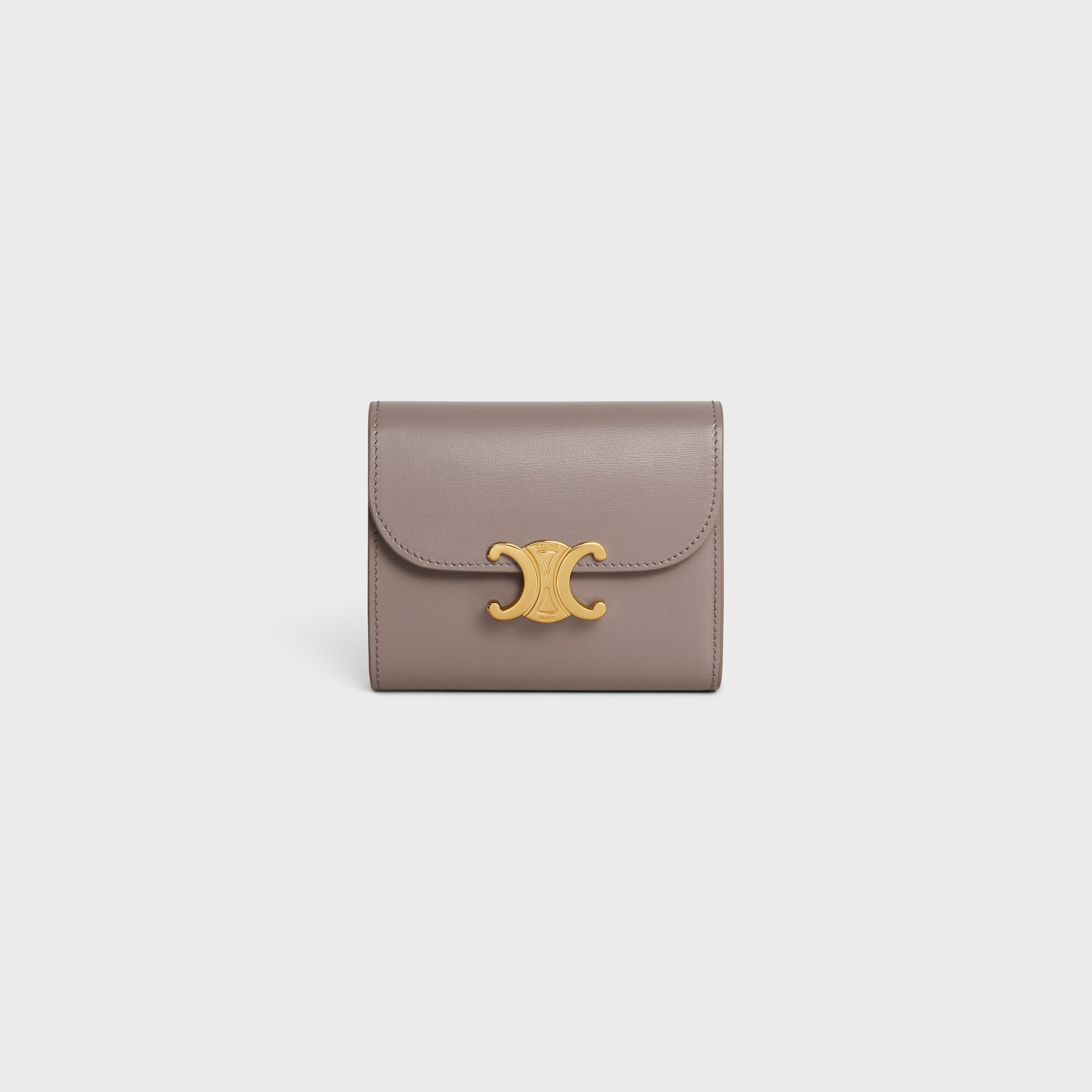 Replicate SMALL FLAP WALLER TRIOMPHE IN SHINY CALFSKIN PEBBLE(1:1 replica)