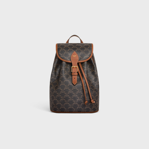 Replicate MEDIUM BACKPACK FOLCO IN TRIOMPHE CANVAS AND CALFSKIN TAN(1:1 replica)