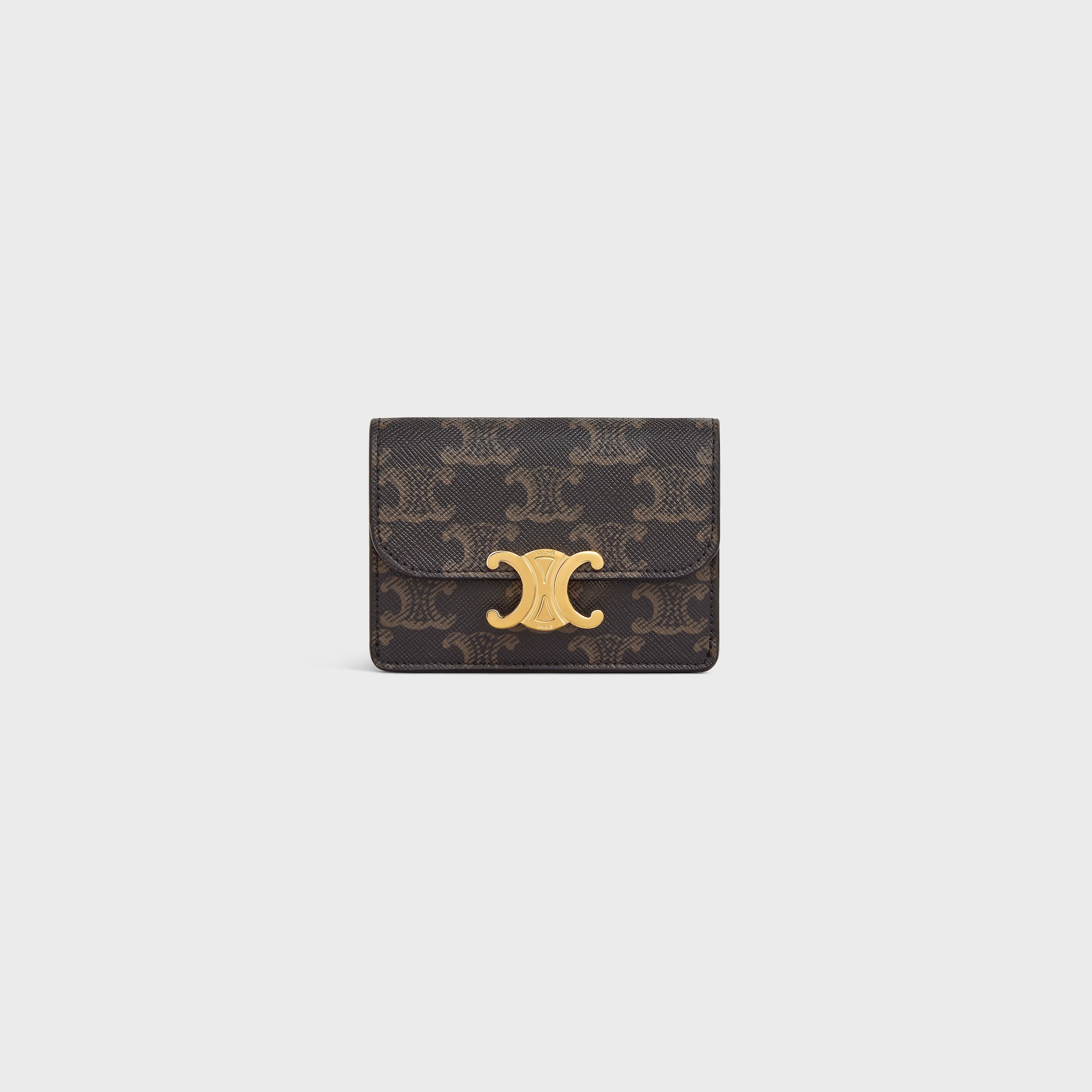 Replicate CARD HOLDER WITH FLAP TRIOMPHE IN TRIOMPHE CANVAS TAN(1:1 replica)