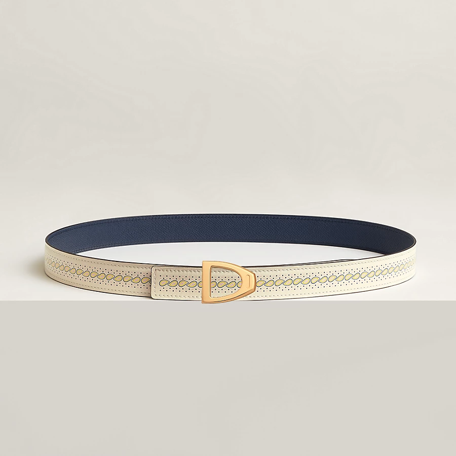 Replicate Cavaliere belt buckle   Bandana leather strap 24 mm(1:1 replica)
