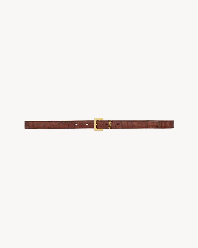 Replicate cassandre thin belt in crocodile-embossed leather(1:1 replica)