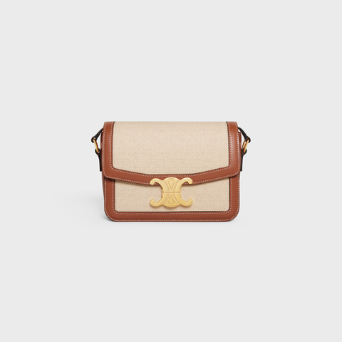 Replicate TEEN TRIOMPHE BAG IN TEXTILE AND CALFSKIN NATURAL / TAN(1:1 replica)