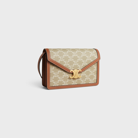 Replicate ENVELOPPE BAG IN TRIOMPHE CANVAS AND CALFSKIN GREGE(1:1 replica)