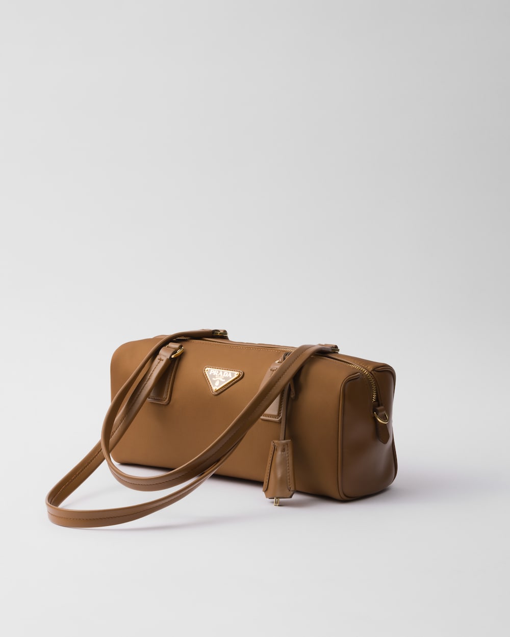 Replicate Re-Nylon and Leather Medium Top-Handle Bag With Padlock(1:1 replica)