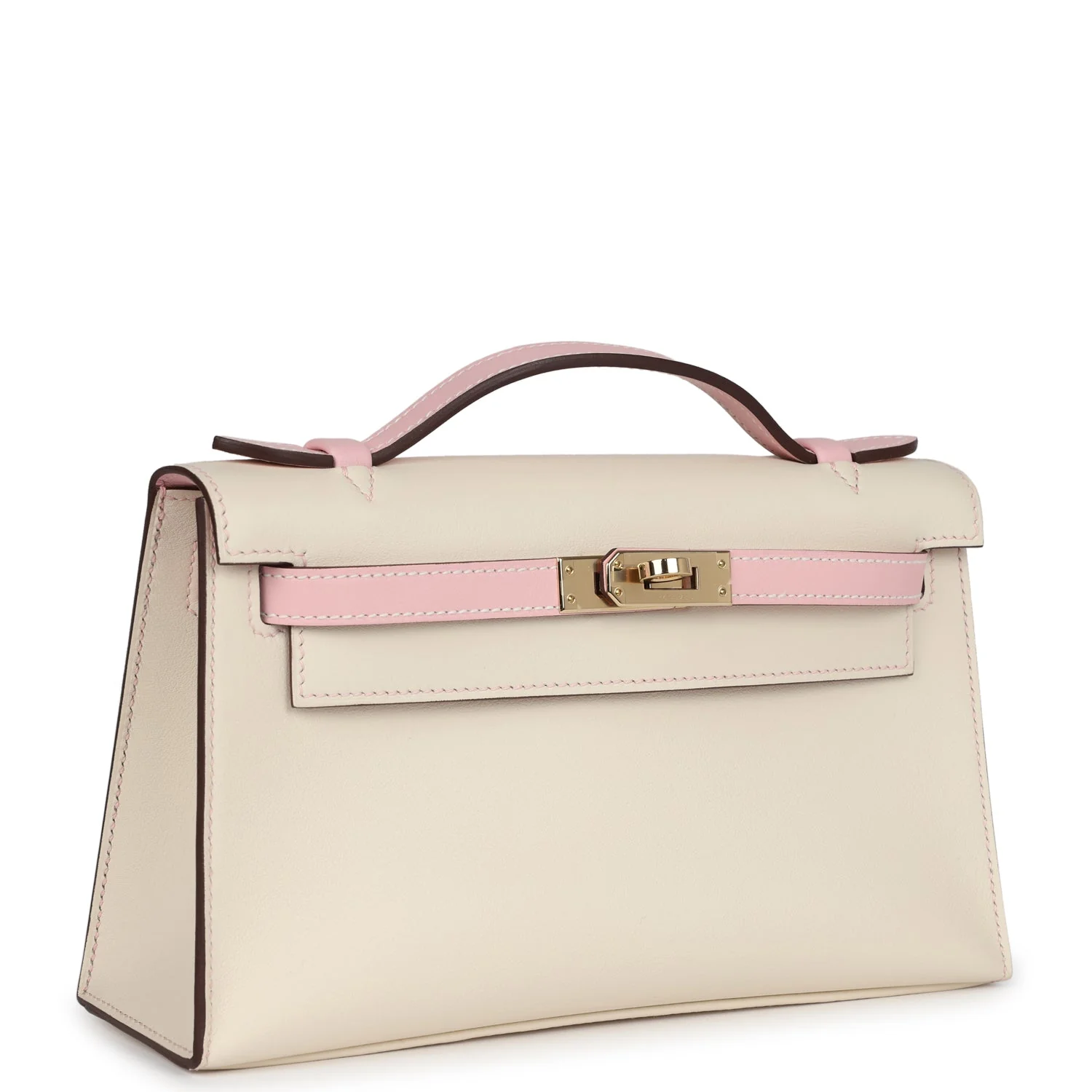 Replicate Hermes Special Order (HSS) Kelly Pochette Nata and Rose Sakura Swift Permabrass Hardware(1:1 replica)