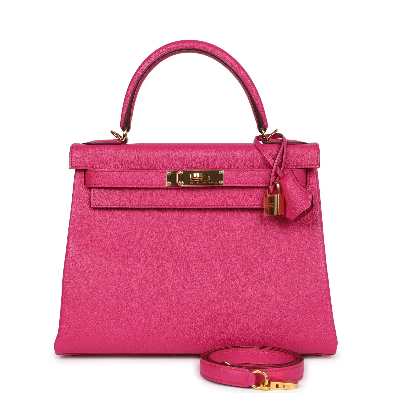 Replicate Hermes Kelly Retourne 28 Rose Shocking Chevre Gold Hardware(1:1 replica)