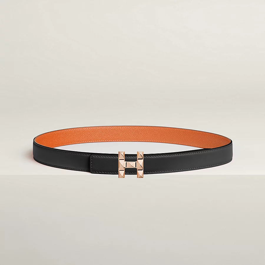 Replicate H Infini belt buckle   Reversible leather strap 24 mm(1:1 replica)
