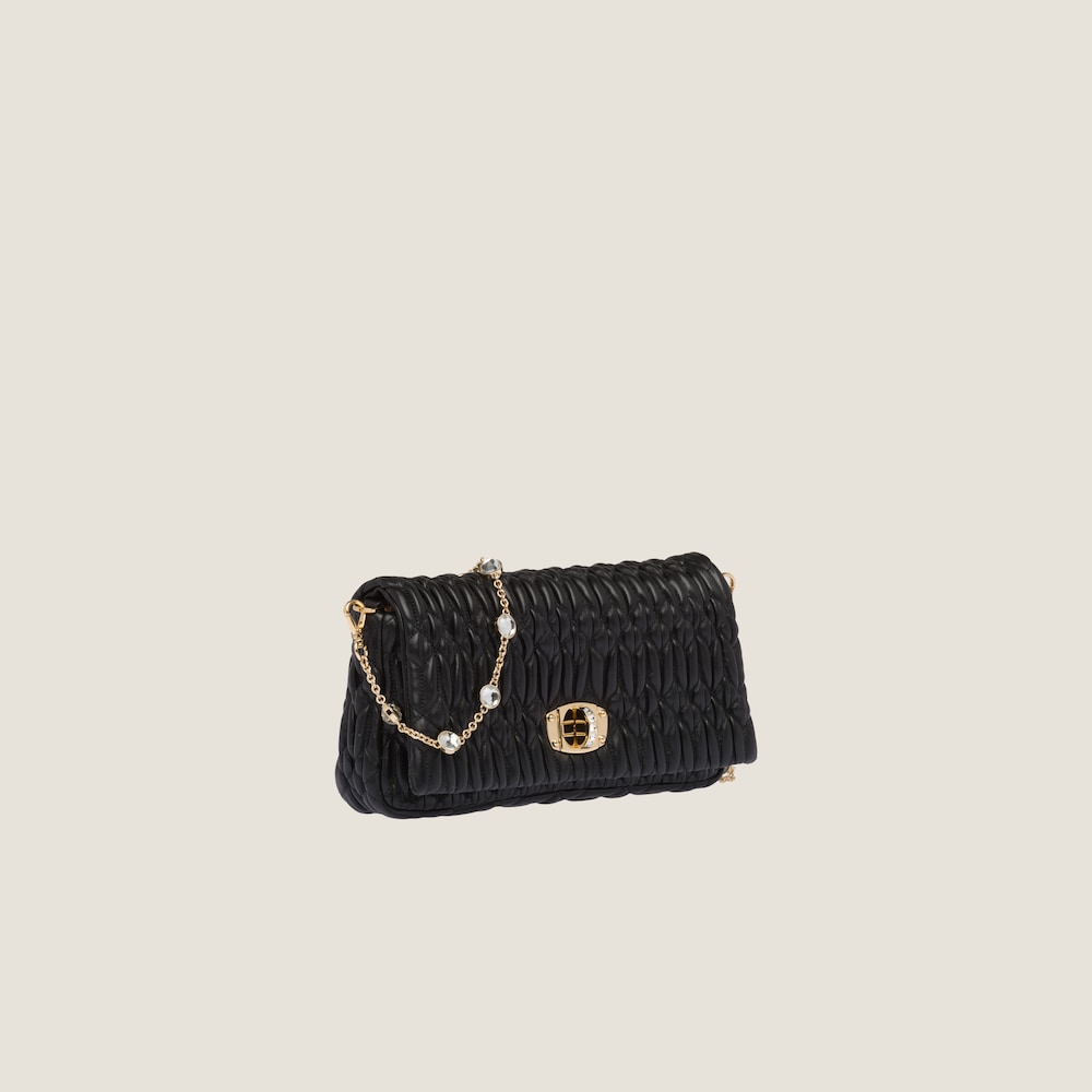Replicate Miu Crystal Cloqué Nappa leather bag(1:1 replica)