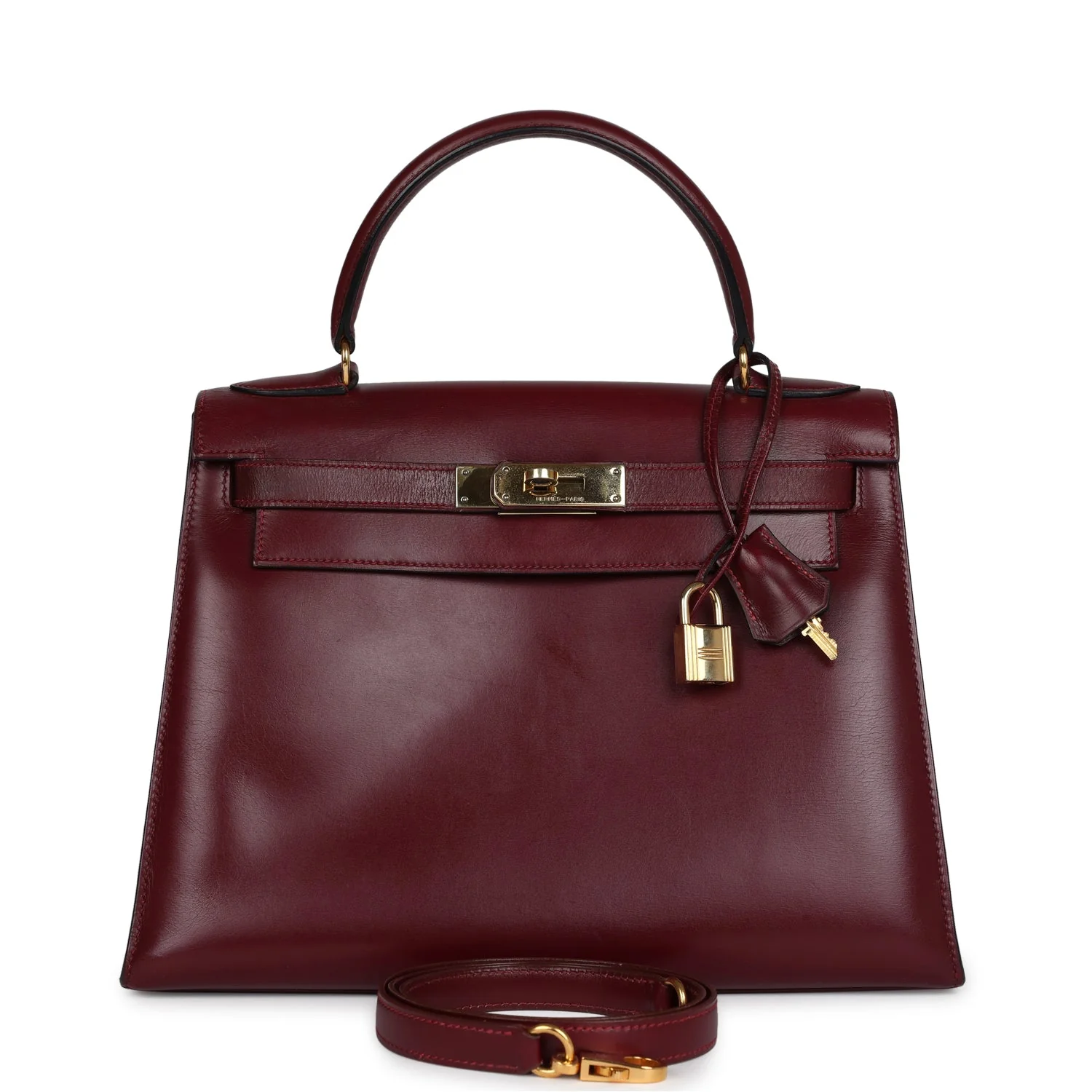 Replicate Vintage Hermes Kelly Sellier 28 Rouge H Box Gold Hardware(1:1 replica)