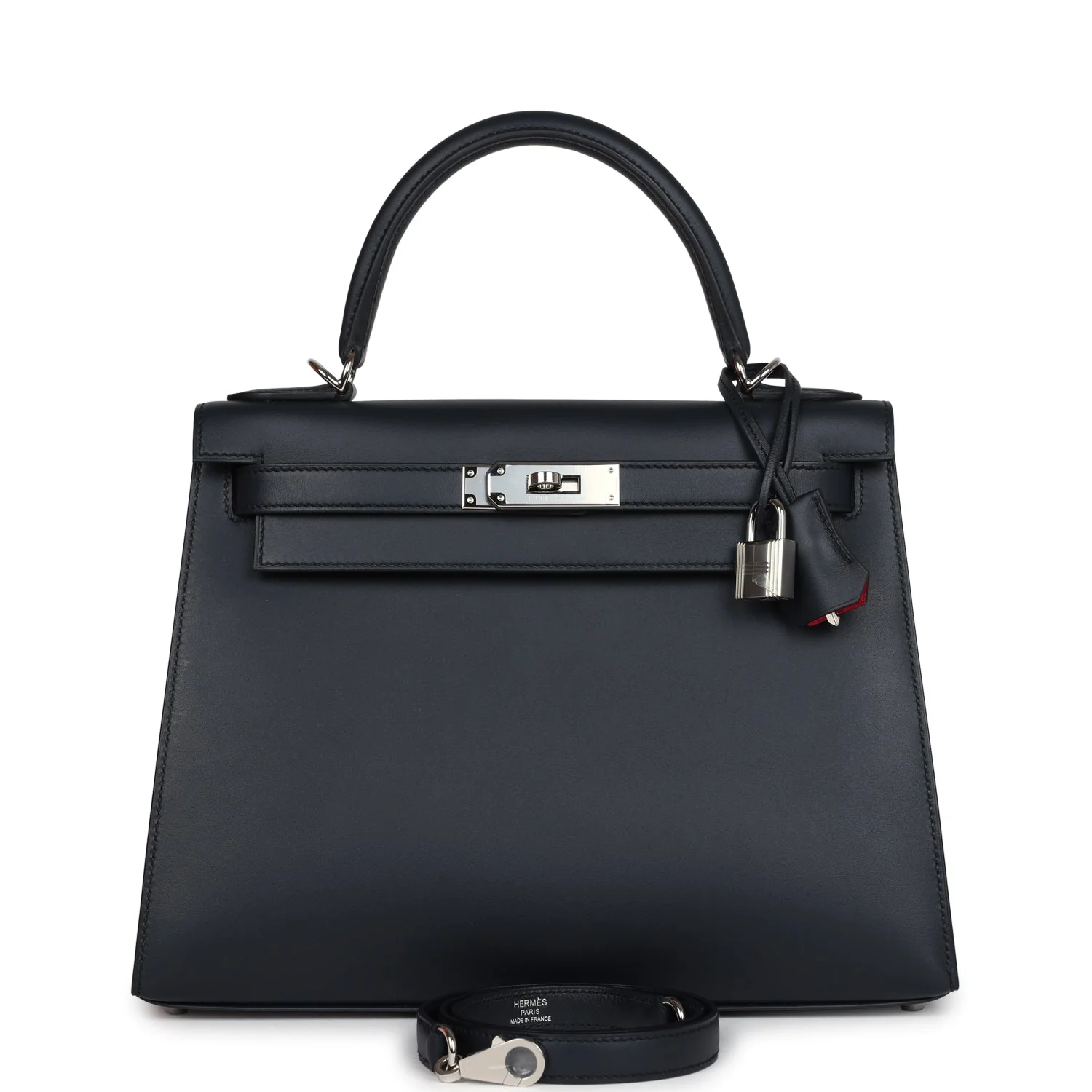 Replicate Hermes Special Order (HSS) Kelly Sellier 28 Bleu Obscur Verso Sombrero Palladium Hardware(1:1 replica)